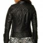 Women Biker Jacket Caferacer Leather MOTO Jacket Quilted Leather Black Jacket