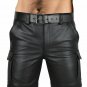 Mens Leather Shorts Travel shorts lambskin Black leather cargo shorts 34in 36in