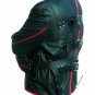 Men Black Leather Straight Jacket Red Piping Dress Asylum restraint bodysuit