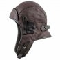 Leather Aviator Hat Pilot cap Men Biker Hood Collar mask Motorcycle Dark helmet