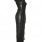 Women Black Leather Corset Lace up waist cincher Bodycon Mistress Corset dress