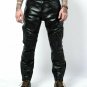 Mens Real Leather Bikers Pants Quilted Leather Black pants BLUF Uniform Gay pant
