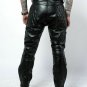 Mens Real Leather Bikers Pants Quilted Leather Black pants BLUF Uniform Gay pant