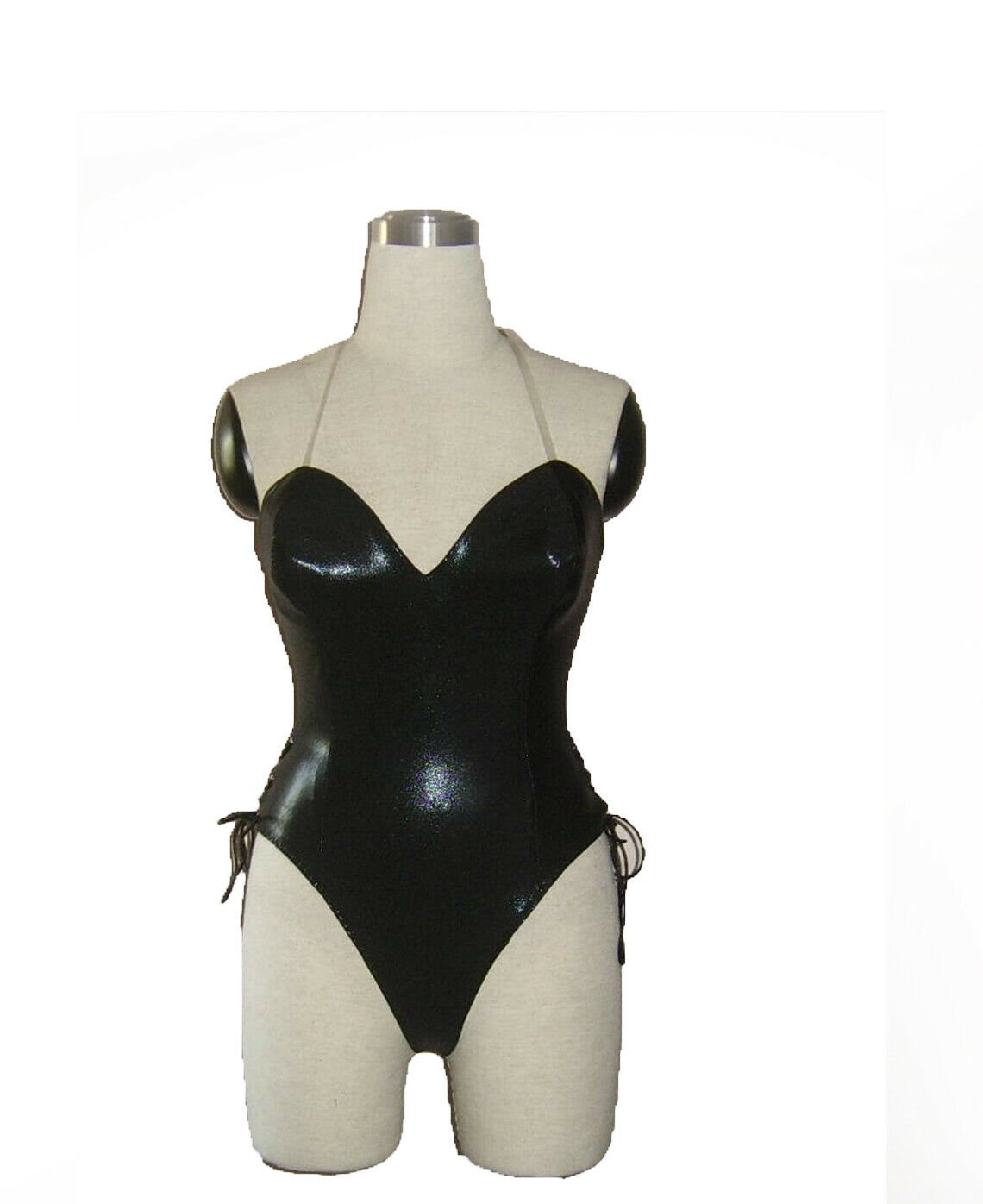 Women Leather corset overbust waist cincher Black Lace up Bustier Shapewear top
