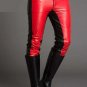 Men's Real Leather Pants Bikers 5 Pockets Levi's Style Jeans BLUF Red Gay pants