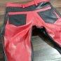 Men's Real Leather Pants Bikers 5 Pockets Levi's Style Jeans BLUF Red Gay pants