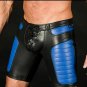 Mens Leather Shorts Leather Travel shorts Blue quilted Chaps casual short 34in