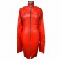 Women Leather Catsuit Jumpsuit Red Leather Gothic Bodysuit & Neck Posture Collar
