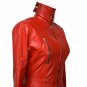 Women Leather Catsuit Jumpsuit Red Leather Gothic Bodysuit & Neck Posture Collar