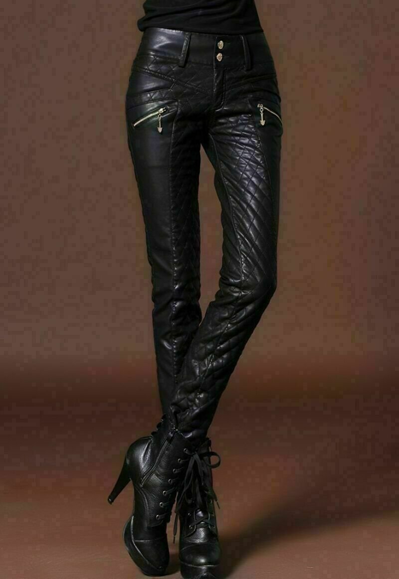 Quilted leather pant Skinny Women Leather Pant Black trouser New Gothic Leggings