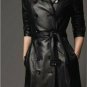 Women Vintage Leather Dress Black Outfit womens Bodysuit bodycon Trench coat