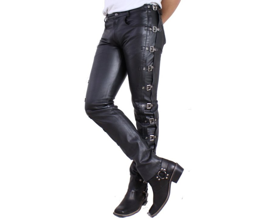 Men pant Leather Sweatpants Gay Leather Pant BLUF Costume Biker pants mens pants