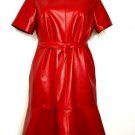 Women's Handmade Leather skirt lambskin Red Leather dress Women Casual Outfit
