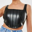 Vintage Corset Wide Strap Backless Crop Top Sleeveless Party Top Quilted Corset