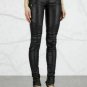 Women Black Pant quilted Lambskin Leather Biker Pants Trousers Skinny Leggings