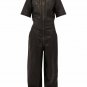 Genuine Leather Women Catsuit Zipper Clubwear Women romper Jumpsuit Women dress