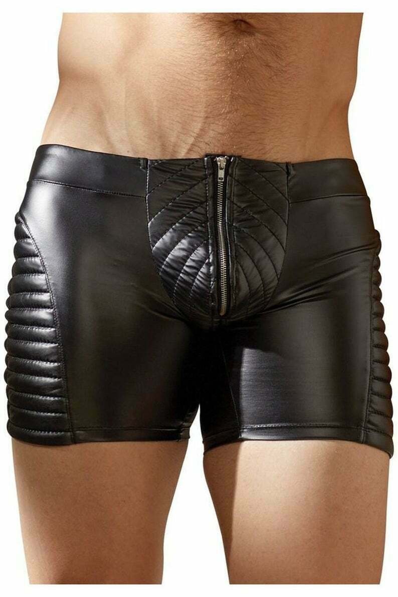Mens Genuine Leather Chaps SlimFit GAY chaps BLUF Uniform shorts quilted Leather