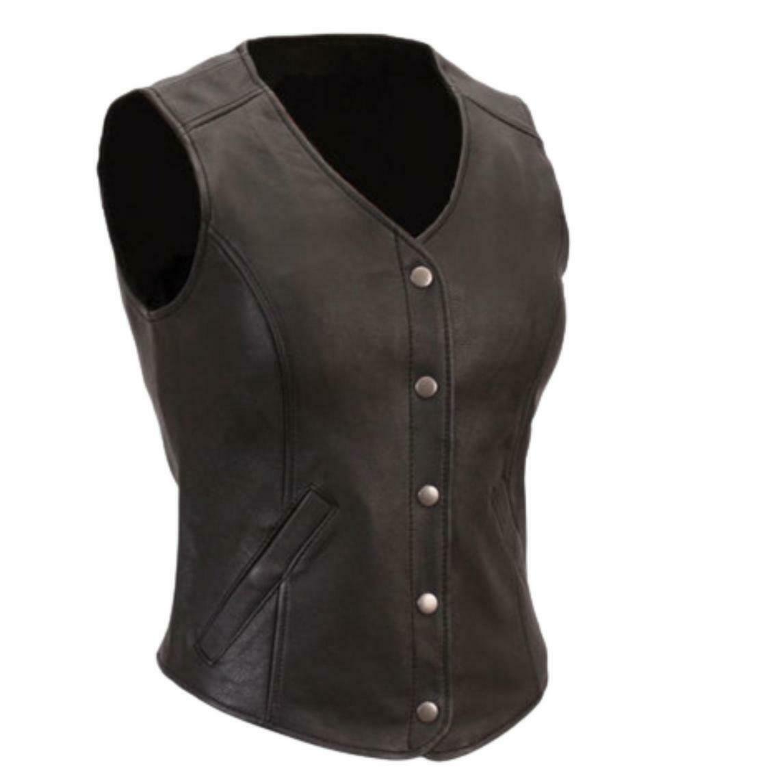 Leather Jacket motorcycle waistcoat Biker sleeveless vest slim Fit Brown Vest