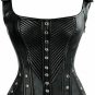 Women Leather bustier Halter Neck Steampunk Vest Black Leather Top Laceup Corset