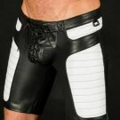 Mens Leather Shorts Travel shorts Black quilted Leather Chaps casual short 34in