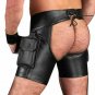 Men Real Leather chaps Cargo shorts kinky Arm band Biker chaps shorts 34in waist