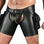 Men Real Leather chaps Cargo shorts kinky Arm band Biker chaps shorts 34in waist