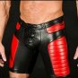 Mens Leather Shorts Leather Travel shorts red quilted Chaps casual short 34in 32