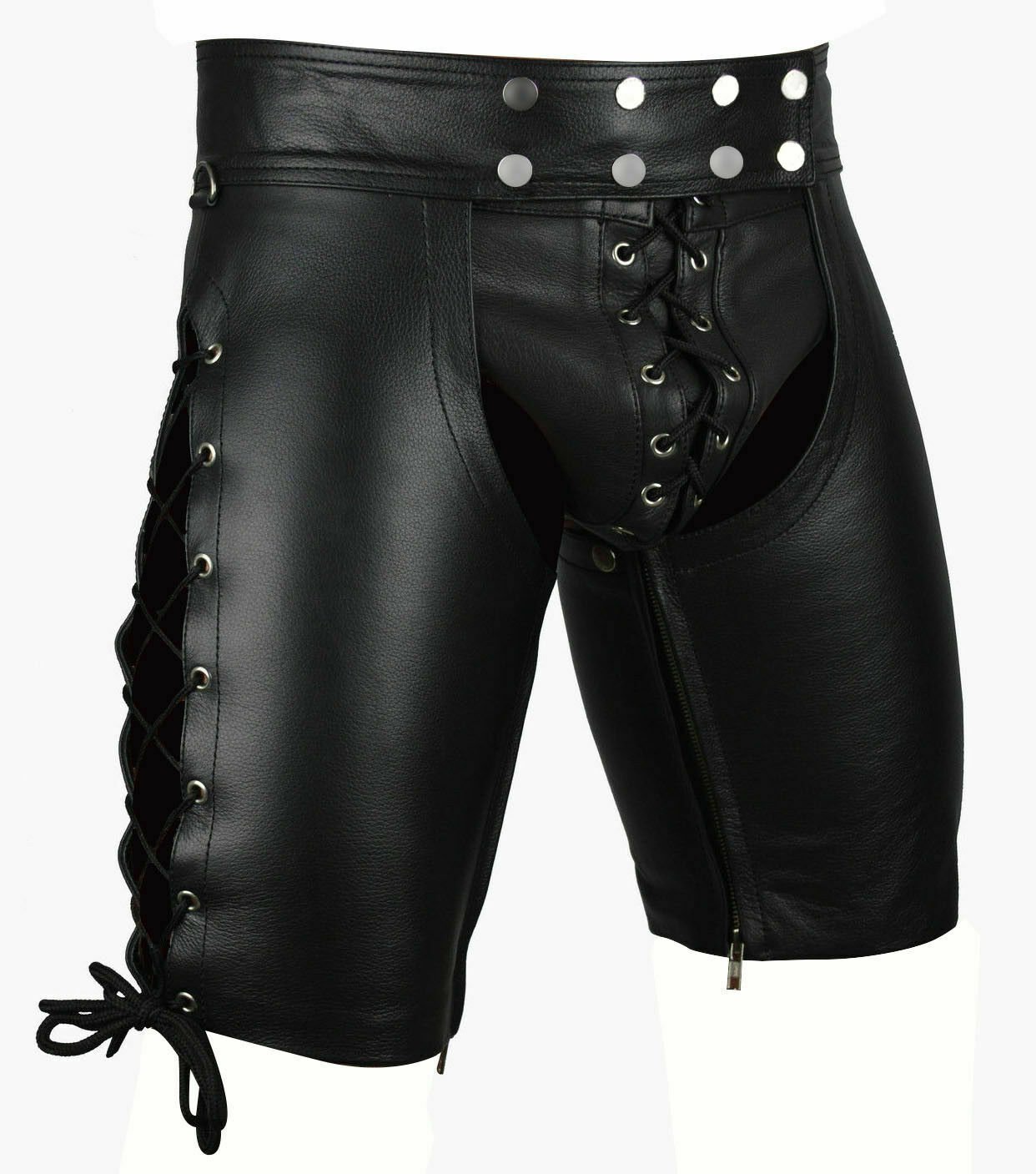 Men Leather chaps Clubwear shorts GAY kinky shorts BLUF Hipster 32in 34in waist