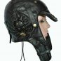 Leather Aviator Hat Biker Helmet Motorcycle Leather Gear Pilot Cap Bikers Hat