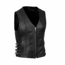 14 biker-style vest Black motorcycle jacket Men Leather biker waistcoat S M L