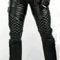 Leather Sweatpants Men's Quilted Jogger pants Athletic fit Biker Pant Caferacer