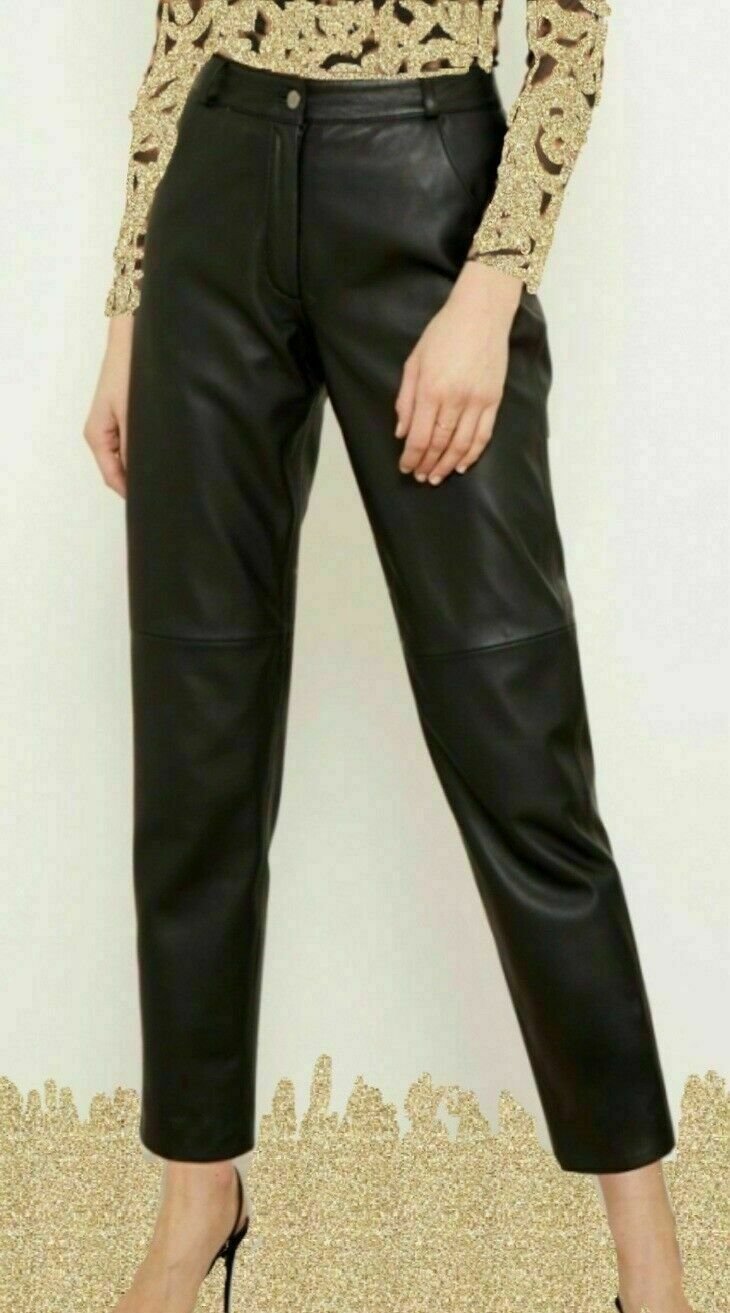 Women Real Leather Cigarette pants Straight Biker Pants Leather Legging 30 waist