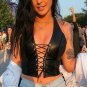 Women leather Crop top tank top Black V-neck Lace up Black Leather Bustier Bra