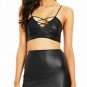 Sexy Women Blouse Tank Top Fashion Bustier HD Bra Crop Top Vest Leather Bralette