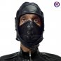aviator leather bomber hat Pilot helmet leather Bikers hood Trapper Earflap Mask