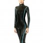 *Womens Real leather bodysuit leotard Sexy girl Catsuit back Zipper Long Sleeves