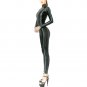 *Womens Real leather bodysuit leotard Sexy girl Catsuit back Zipper Long Sleeves