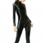 *Womens Real leather bodysuit leotard Sexy girl Catsuit back Zipper Long Sleeves