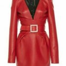 Red Leather Dress women Mini clubwear party Dress Bodycon mannequin Dress red