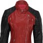 Handmade Women Leather Stylish Jacket Black Red Casual Slim Fitted Jacket & Vest