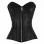 Corset Lingerie Black Leather Waist Cincher Overbust Steel Boning Corset Bustier