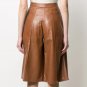 Genuine leather pants women high-rise leather culottes Pant Wide Leg Short Pant