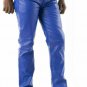 Mens BLUE Leather Pants jeans Biker style Pant Real leather motorcycle trouser
