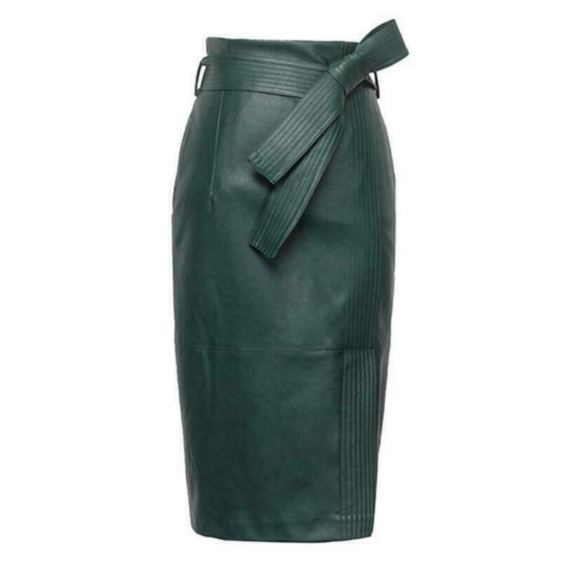 Women black Mini Skirt Leather Pencil Skirt bodycon long skirt mannequin