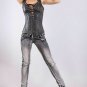 Handmade Real Leather Black Overbust Corset Front Lace Steel Bone Laceup bustier