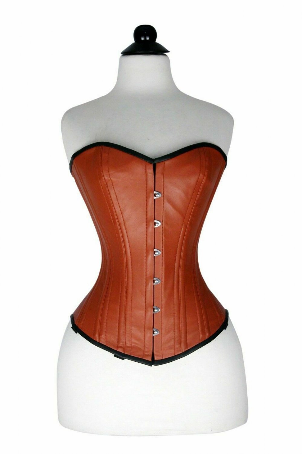 Handmade Real Leather Corset OverBust Lace up Corset Steel Bones Leather bustier