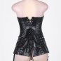 Women Leather Bustier Overbust Corset Gothic lace up waist cincher training top