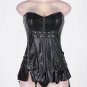 Women Leather Bustier Overbust Corset Gothic lace up waist cincher training top