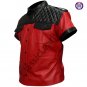 *Mens Leather Police Uniform shirt Red Leather Quilting BLUF uniform Gay Shirt