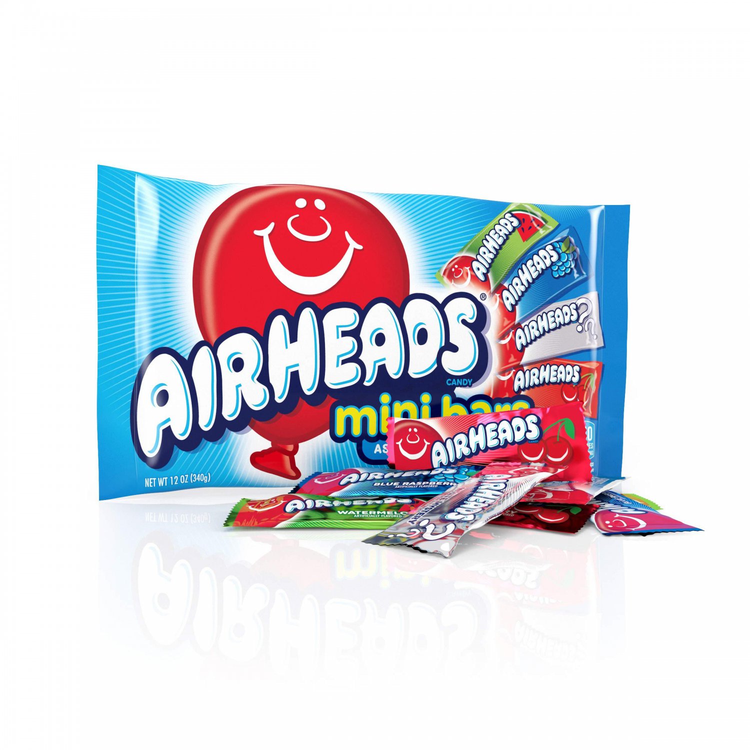 1 BAG (12 ounces each) Airheads candy mini bars 4 assorted flavors tangy chews free shipping